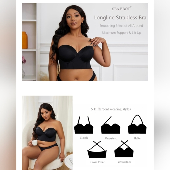 SEA BBOT Women Longline Strapless Bra Full Coverage Corset Bra #1000 - Picture 8 of 12